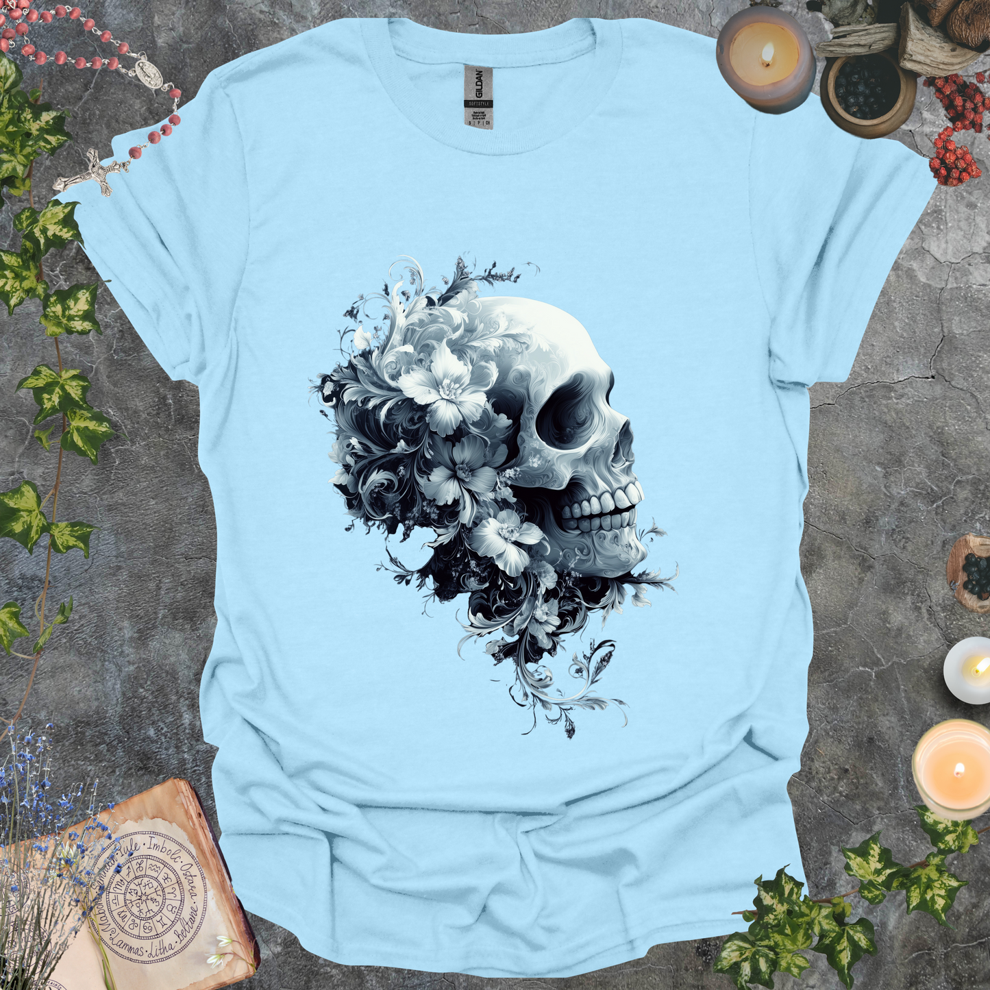 #63 Skull & Flowers T-Shirt