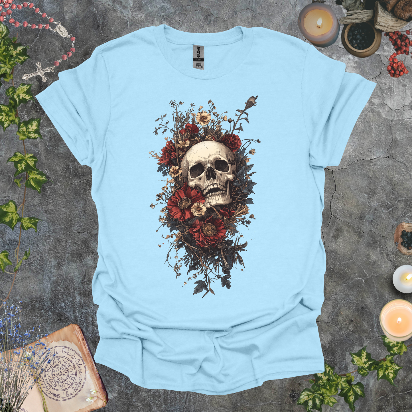 #222 Skull & Flowers T-Shirt
