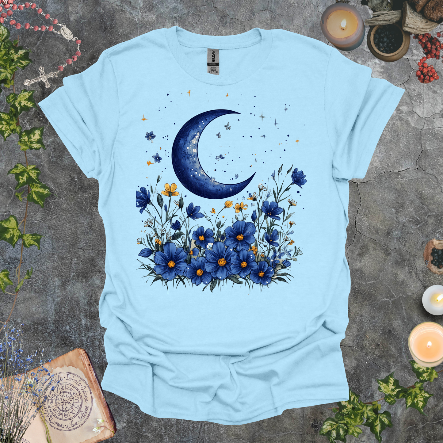 #125 Moon & Flowers T-Shirt