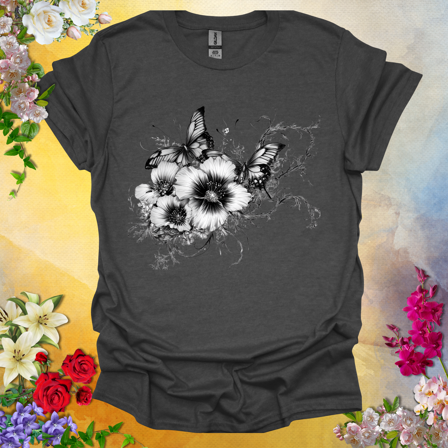 #24 Butterfly Flowers T-Shirt