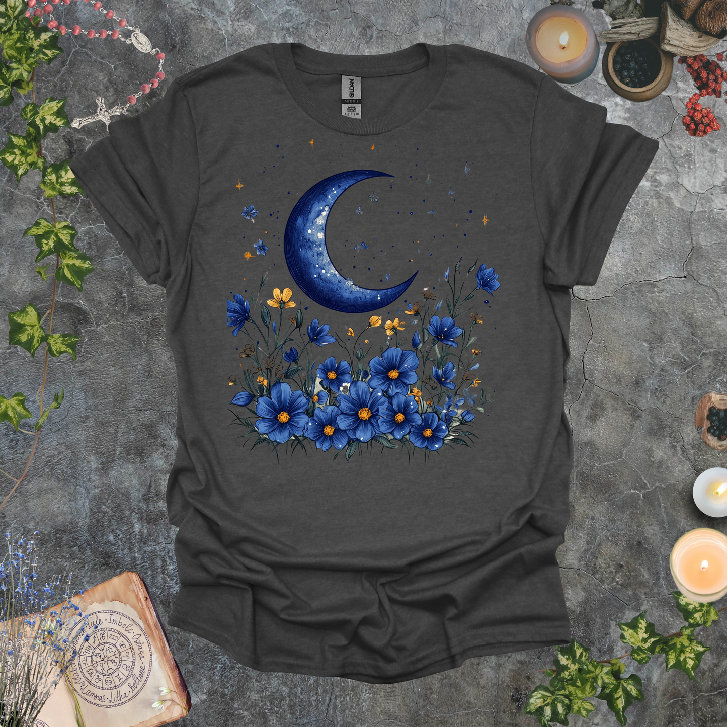#125 Moon & Flowers T-Shirt