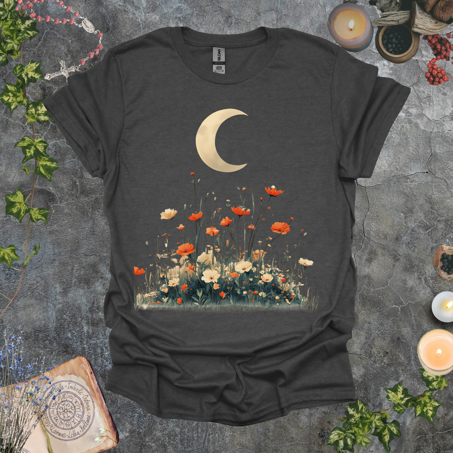 #132 Moon & Flowers T-Shirt