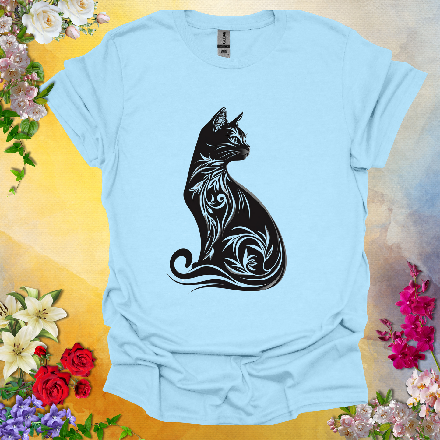 #85 Floral Cat T-Shirt