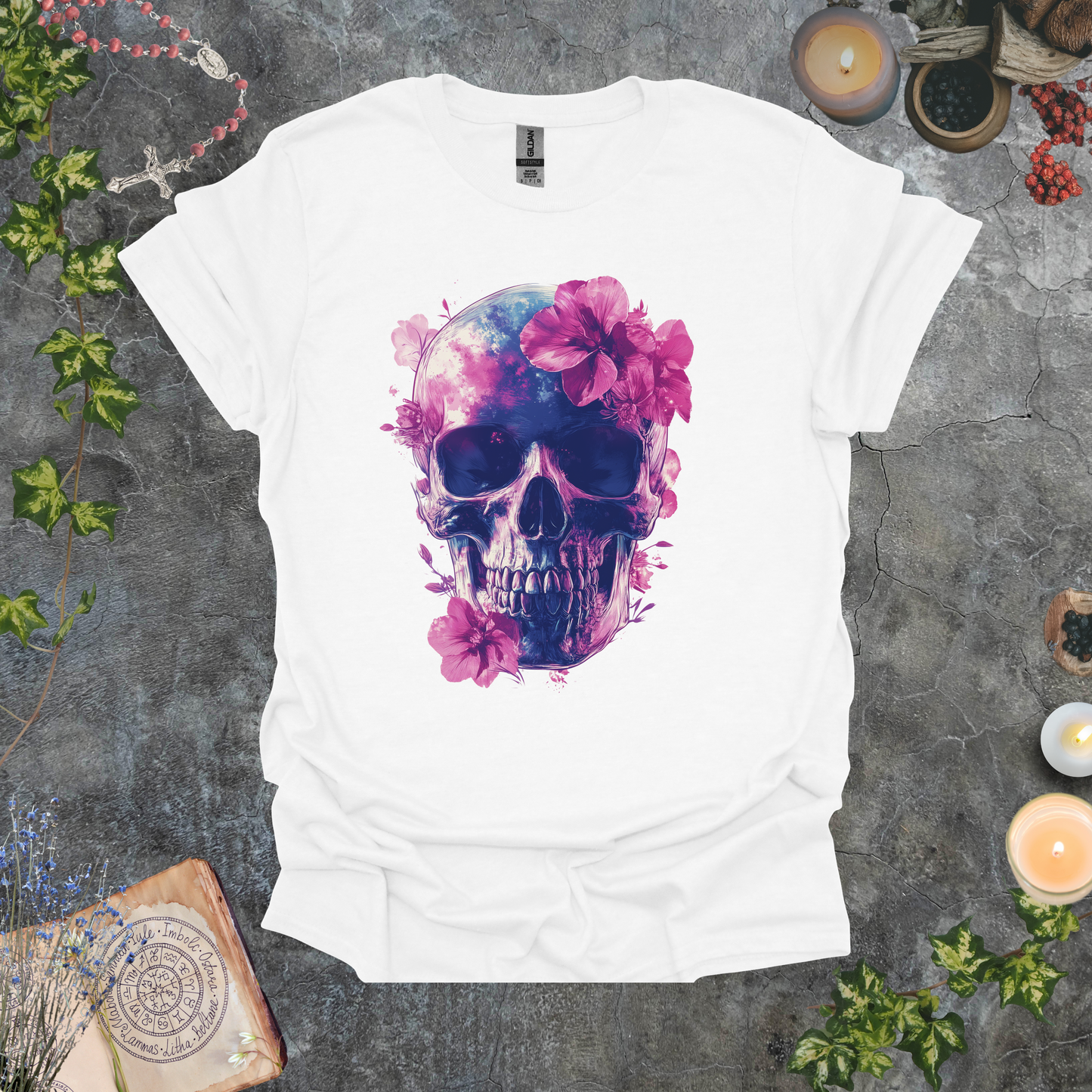 #115 Skull & Flowers T-Shirt