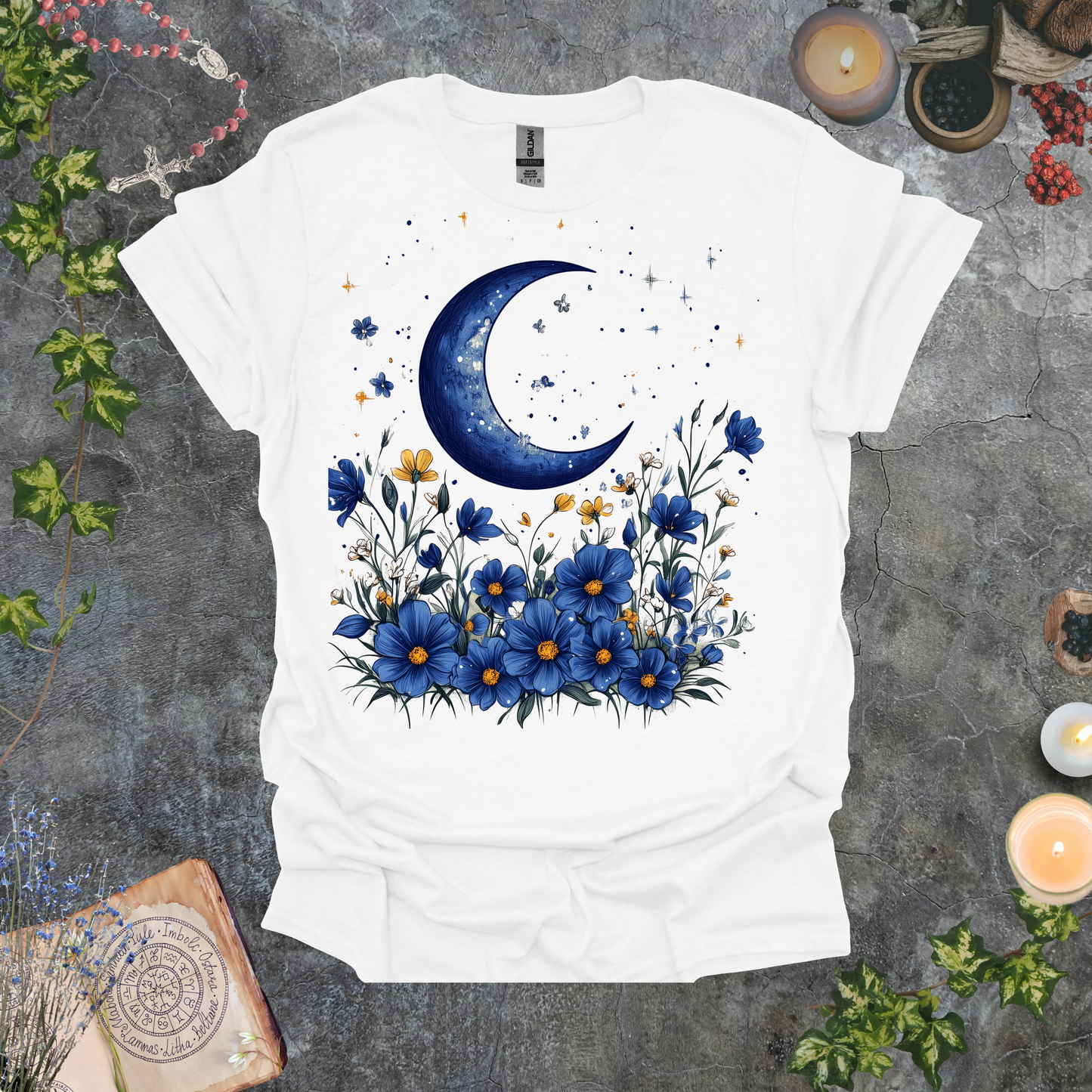 #125 Moon & Flowers T-Shirt