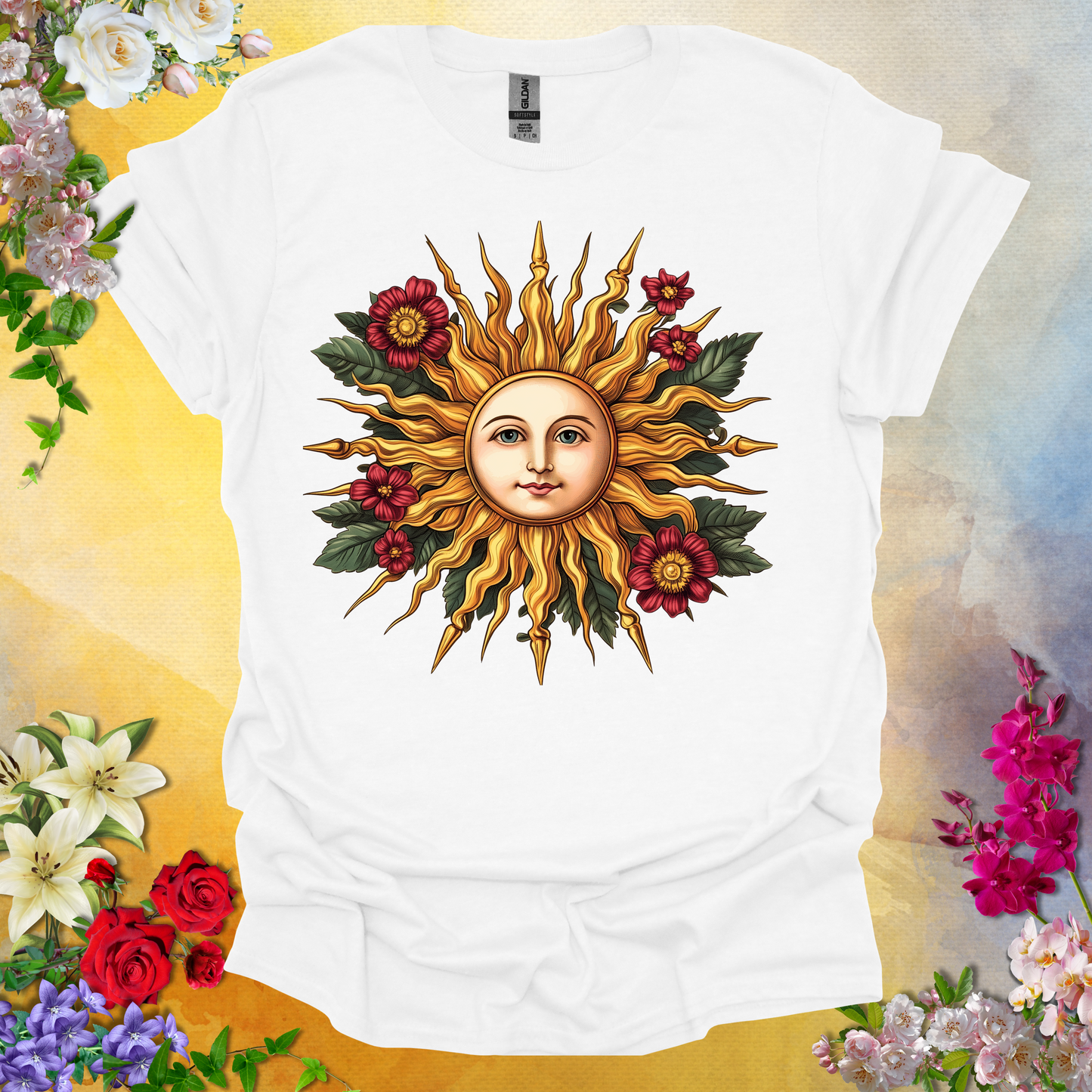#136 Vintage Sun & Flowers T-Shirt