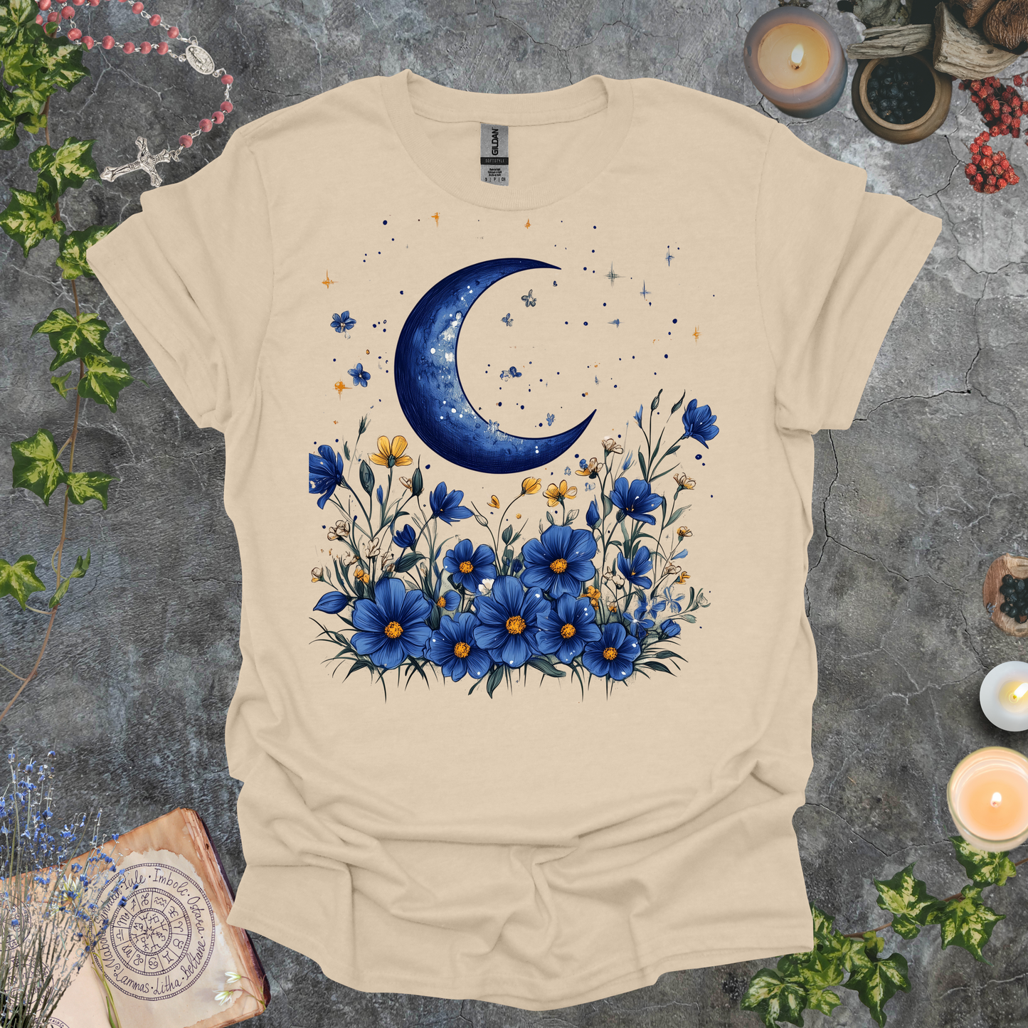 #125 Moon & Flowers T-Shirt