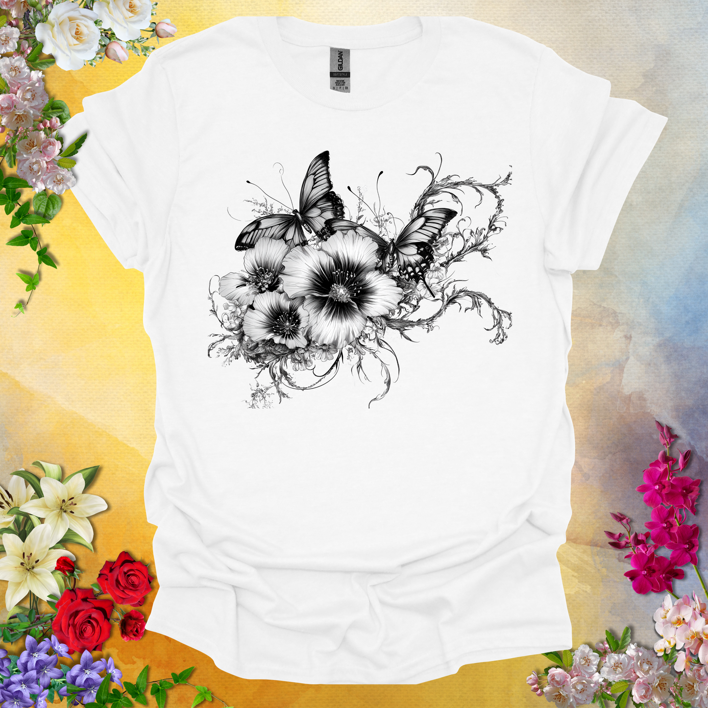 #24 Butterfly Flowers T-Shirt