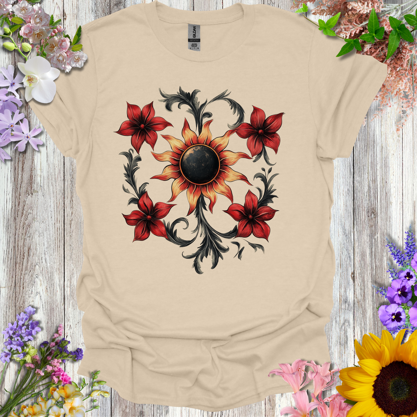 #124 Sun & Flowers T-Shirt