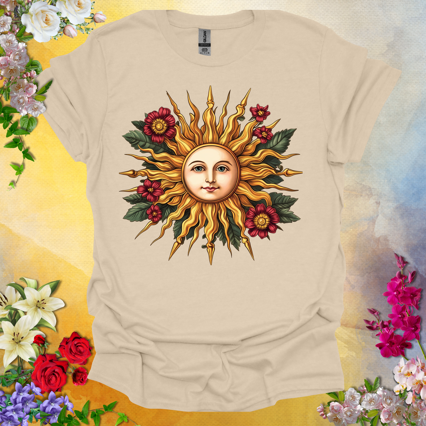 #136 Vintage Sun & Flowers T-Shirt