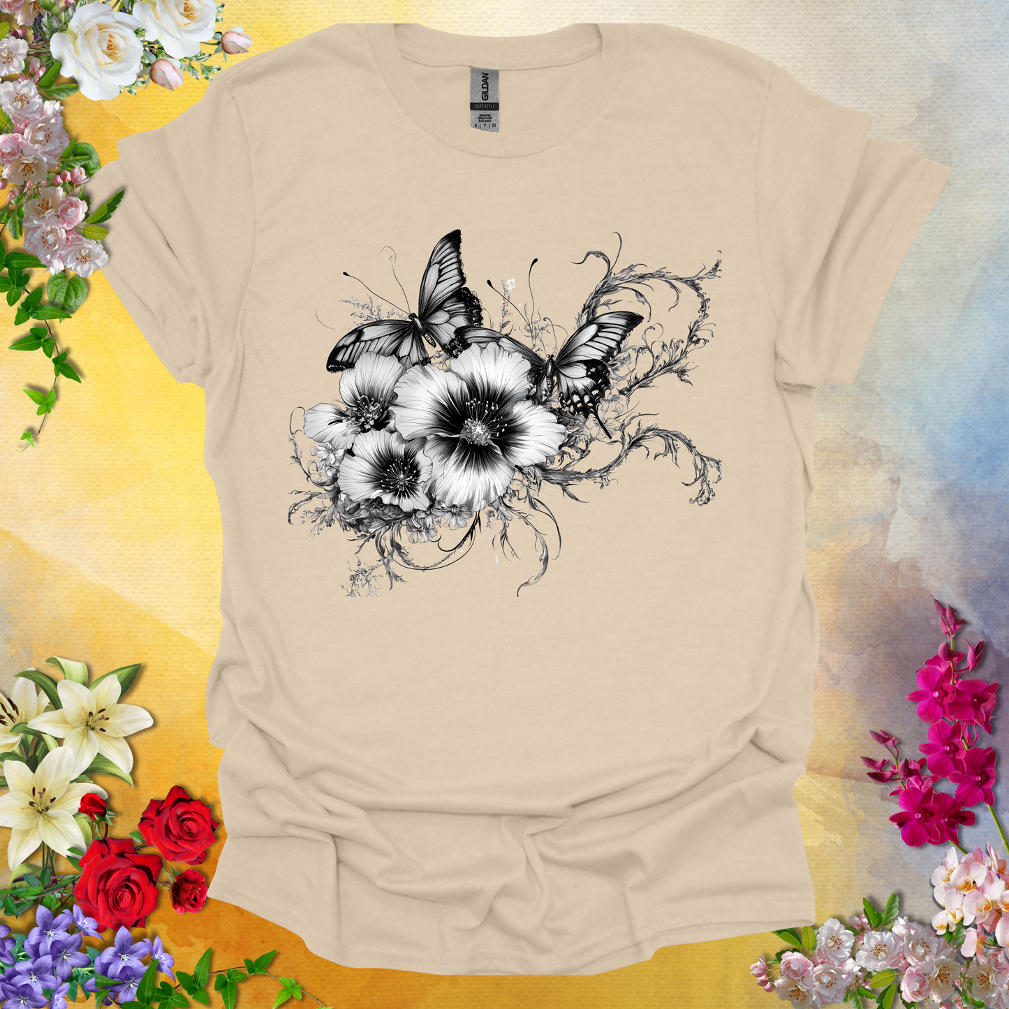 #24 Butterfly Flowers T-Shirt