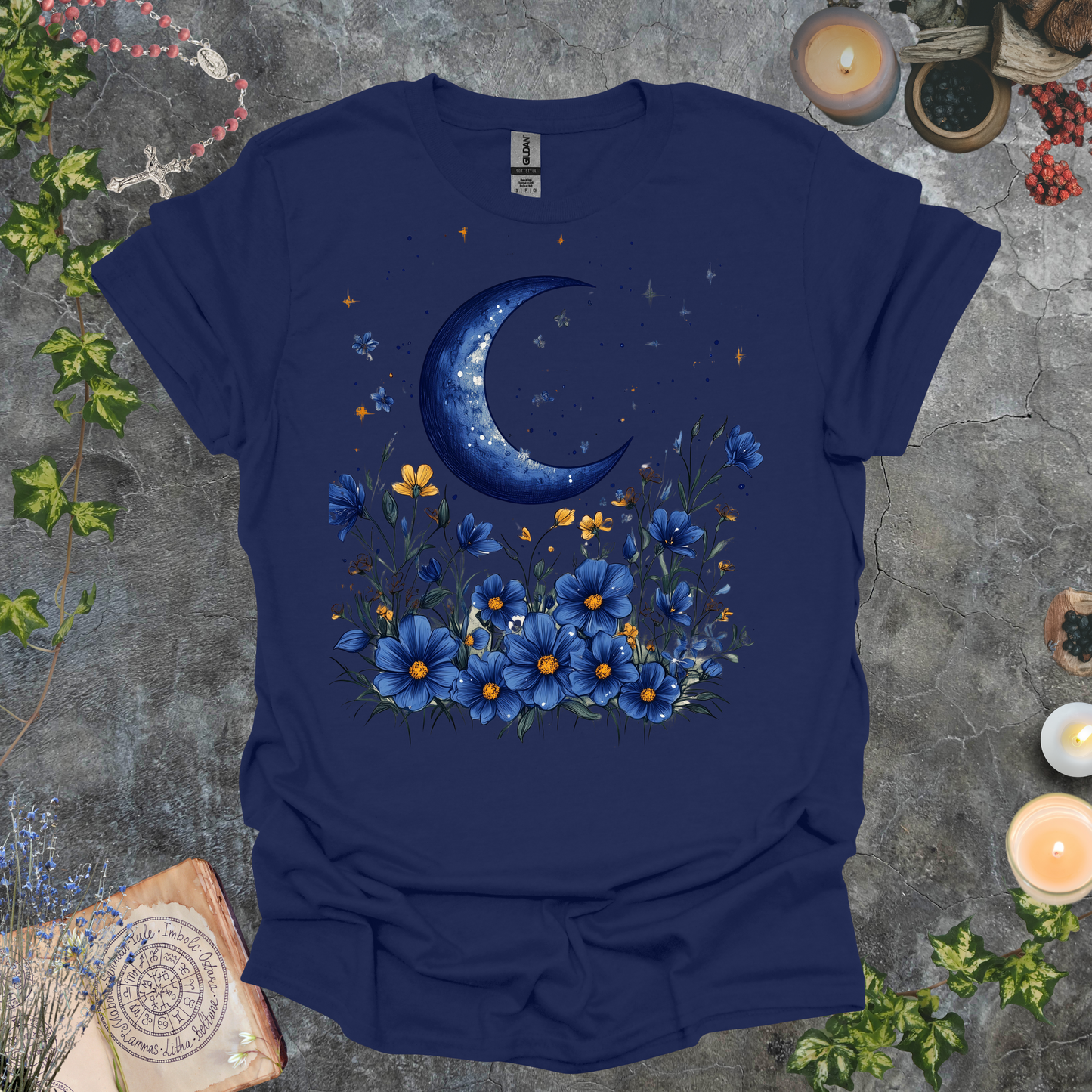 #125 Moon & Flowers T-Shirt