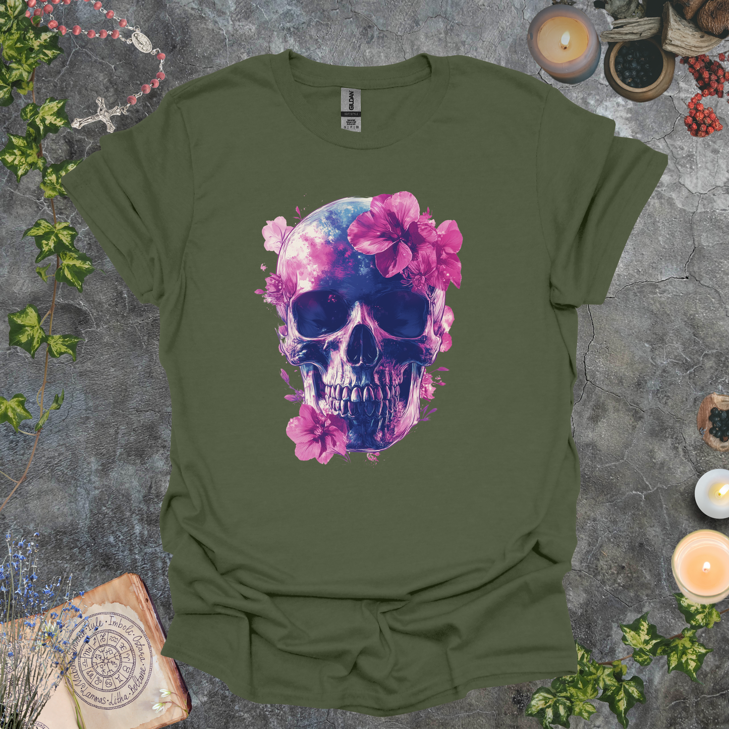 #115 Skull & Flowers T-Shirt