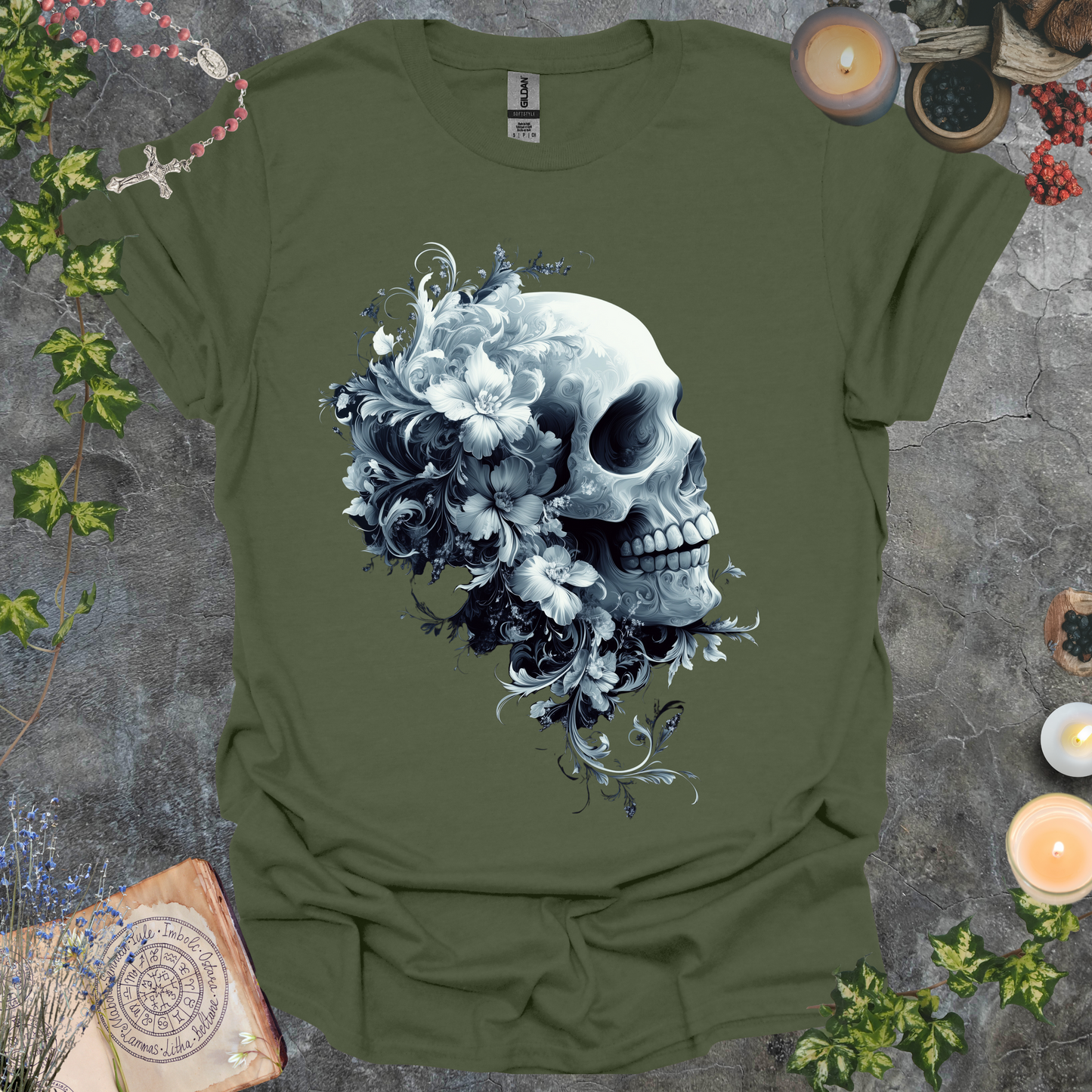 #63 Skull & Flowers T-Shirt