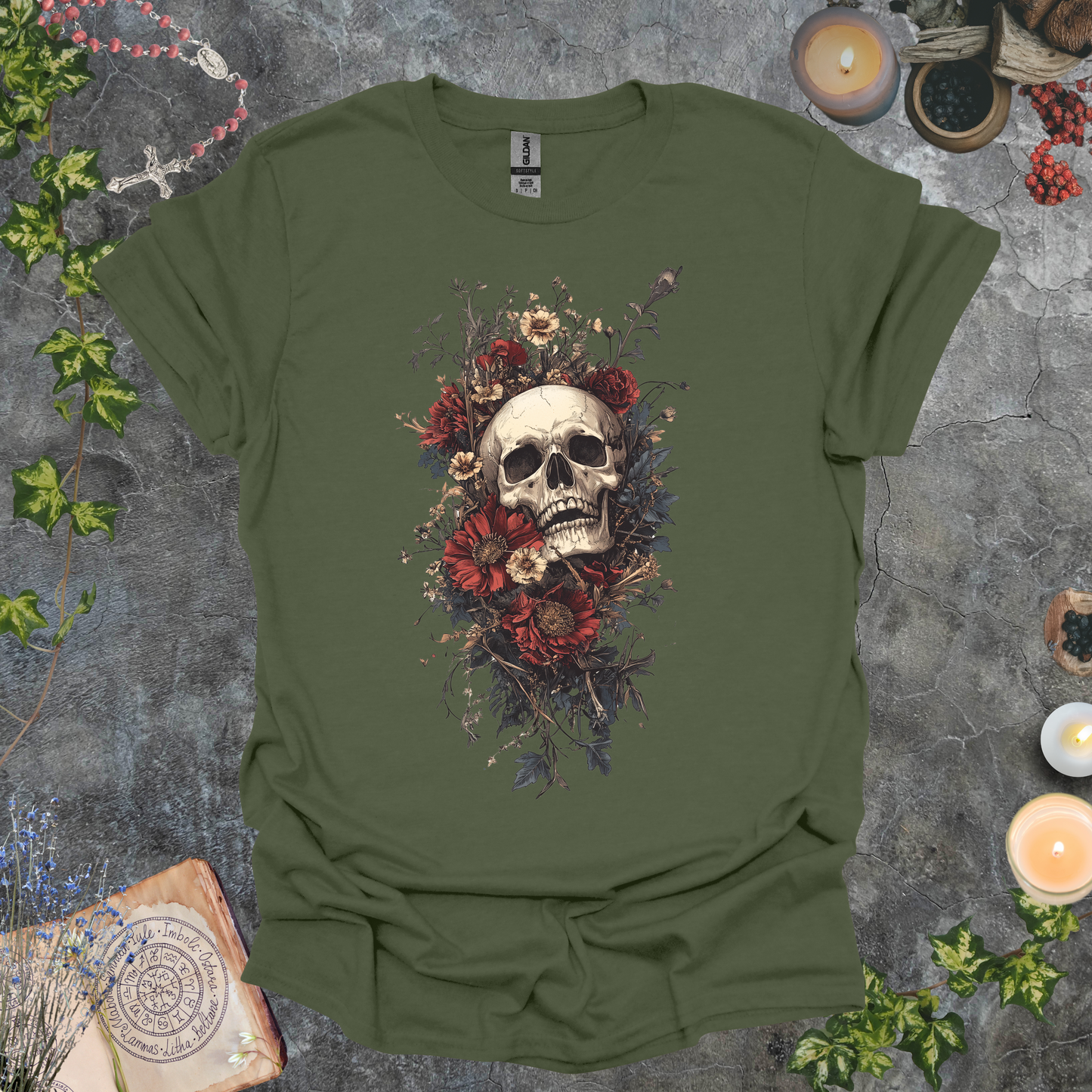 #222 Skull & Flowers T-Shirt