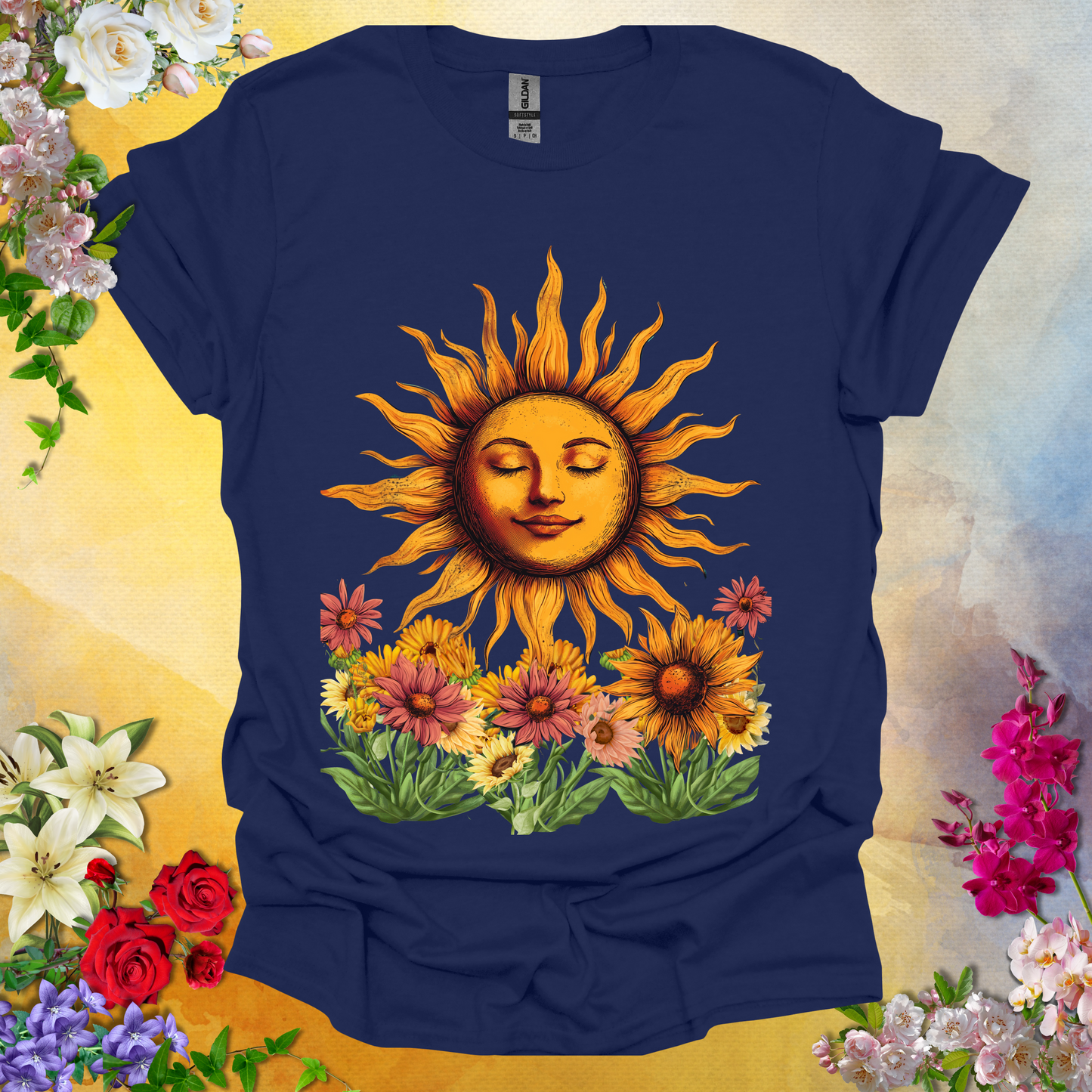 Smiling Sun & Flowers T-Shirt