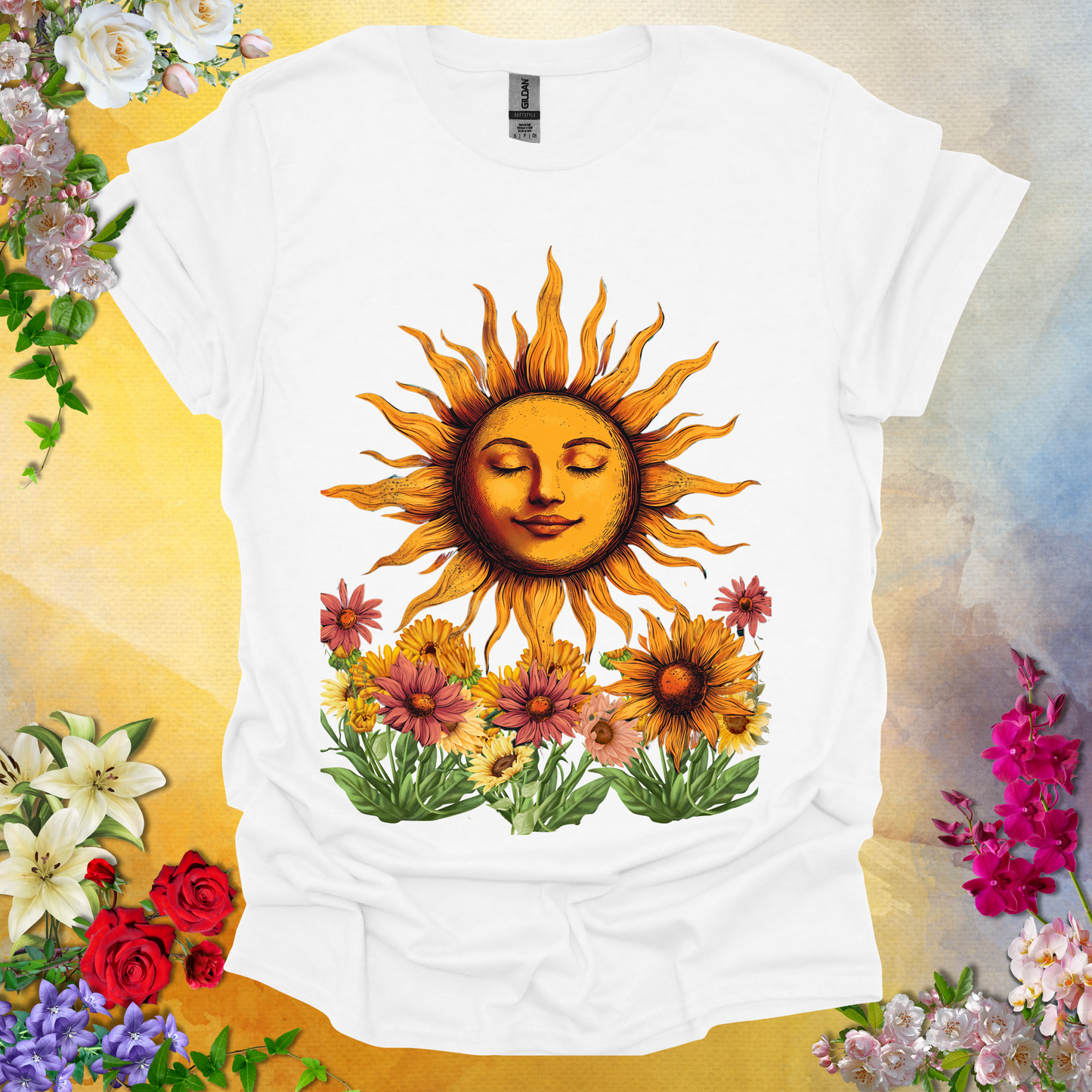 Smiling Sun & Flowers T-Shirt