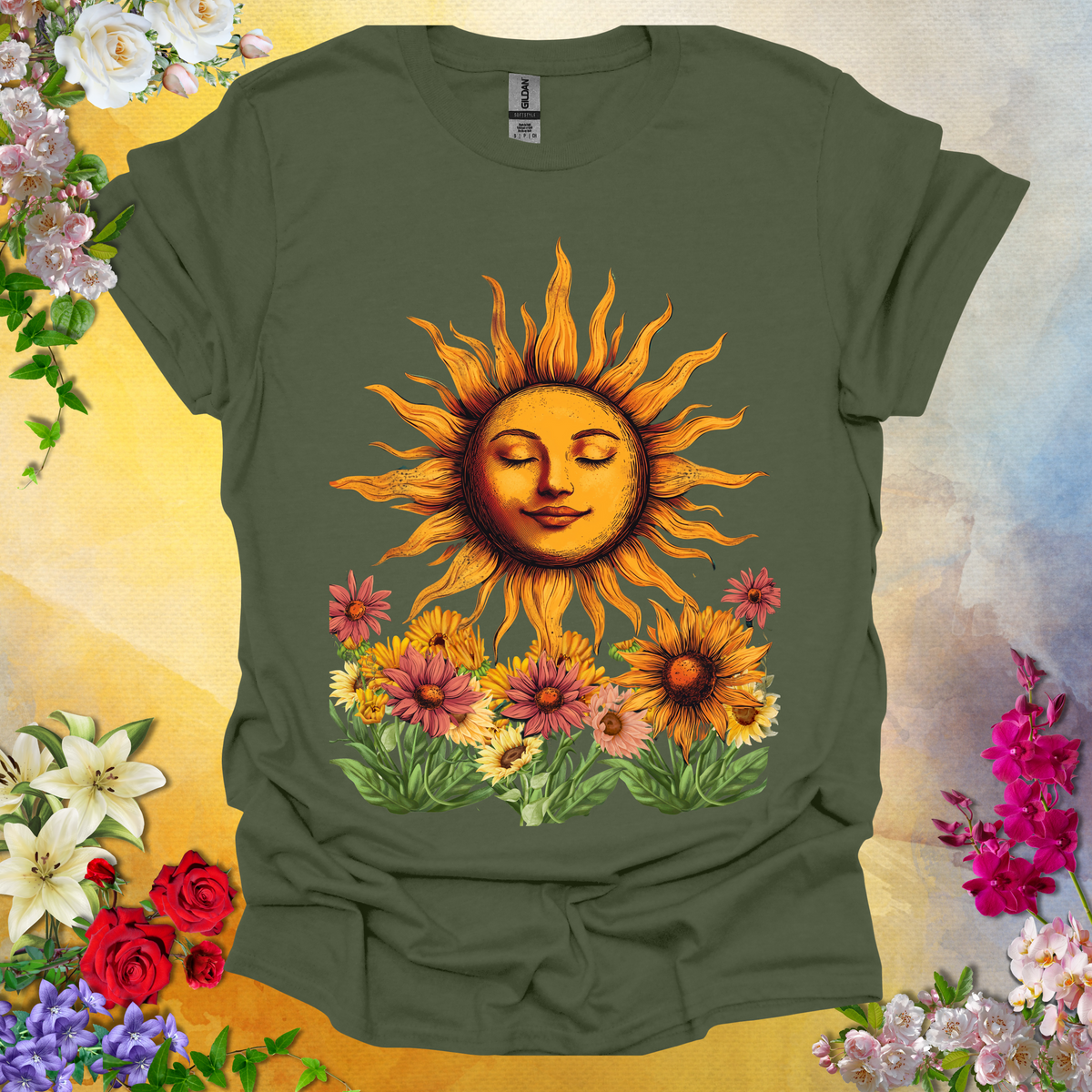Smiling Sun & Flowers T-Shirt