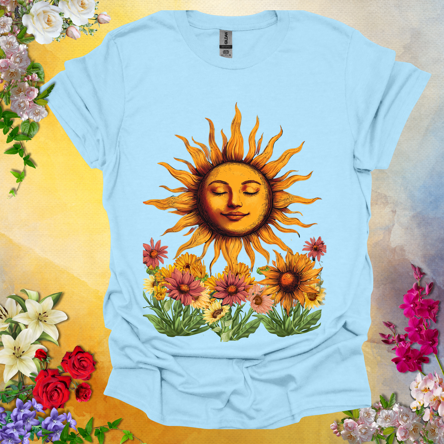 Smiling Sun & Flowers T-Shirt