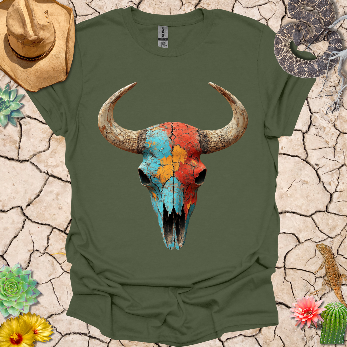 Painted Buffalo Skull T-Shirt