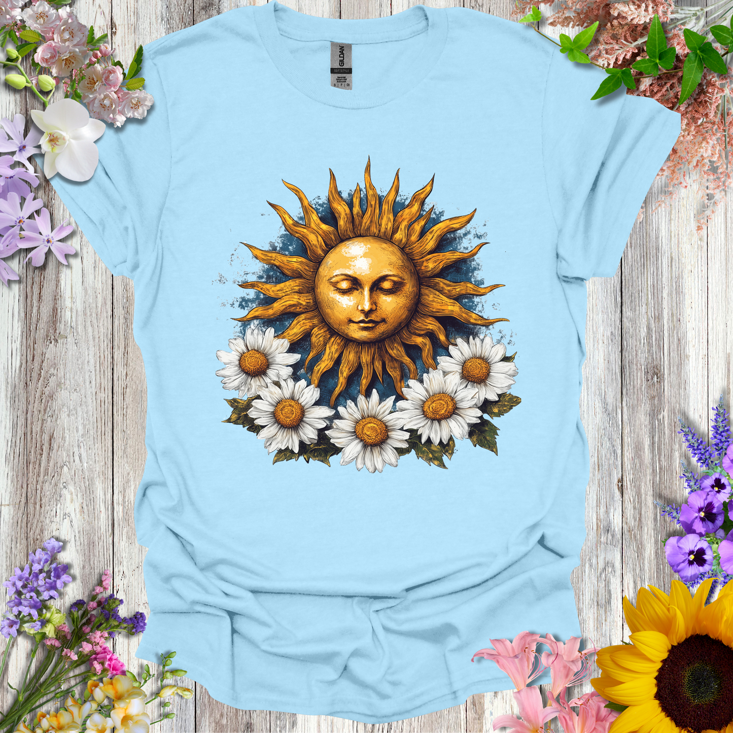 #236 Sunface & Flowers T-Shirt