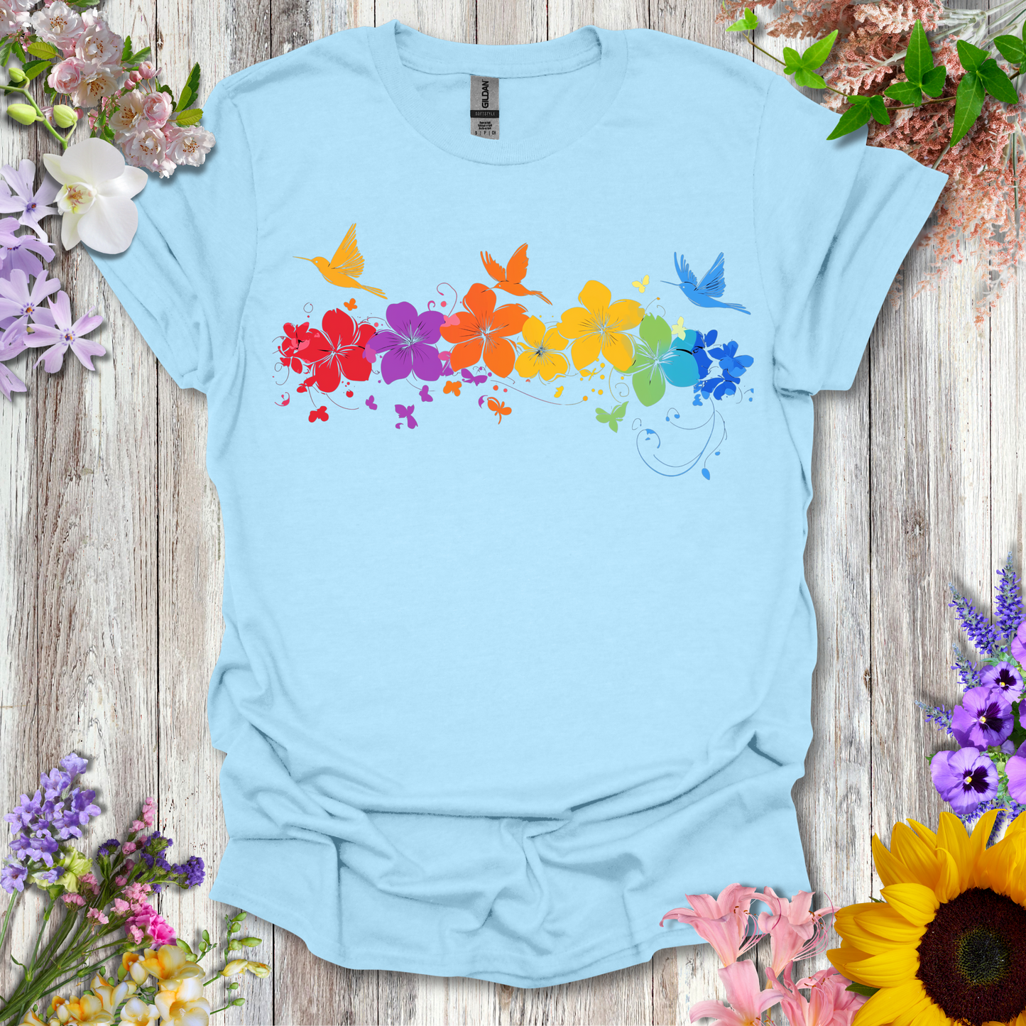 #245 Floral Birds T-Shirt