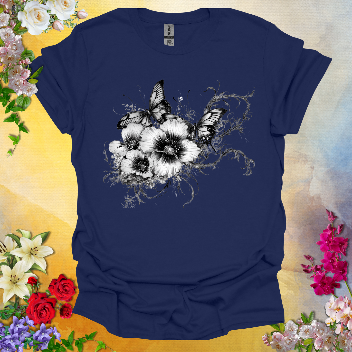 #24 Butterfly Flowers T-Shirt