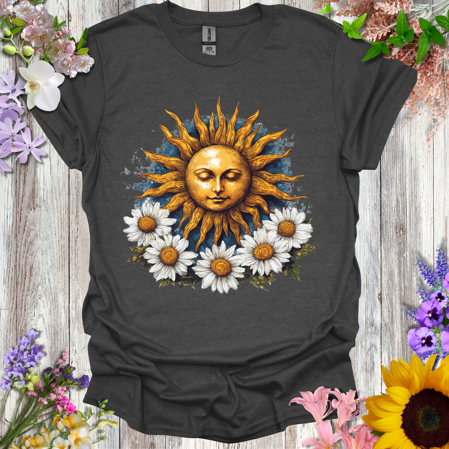 #236 Sunface & Flowers T-Shirt