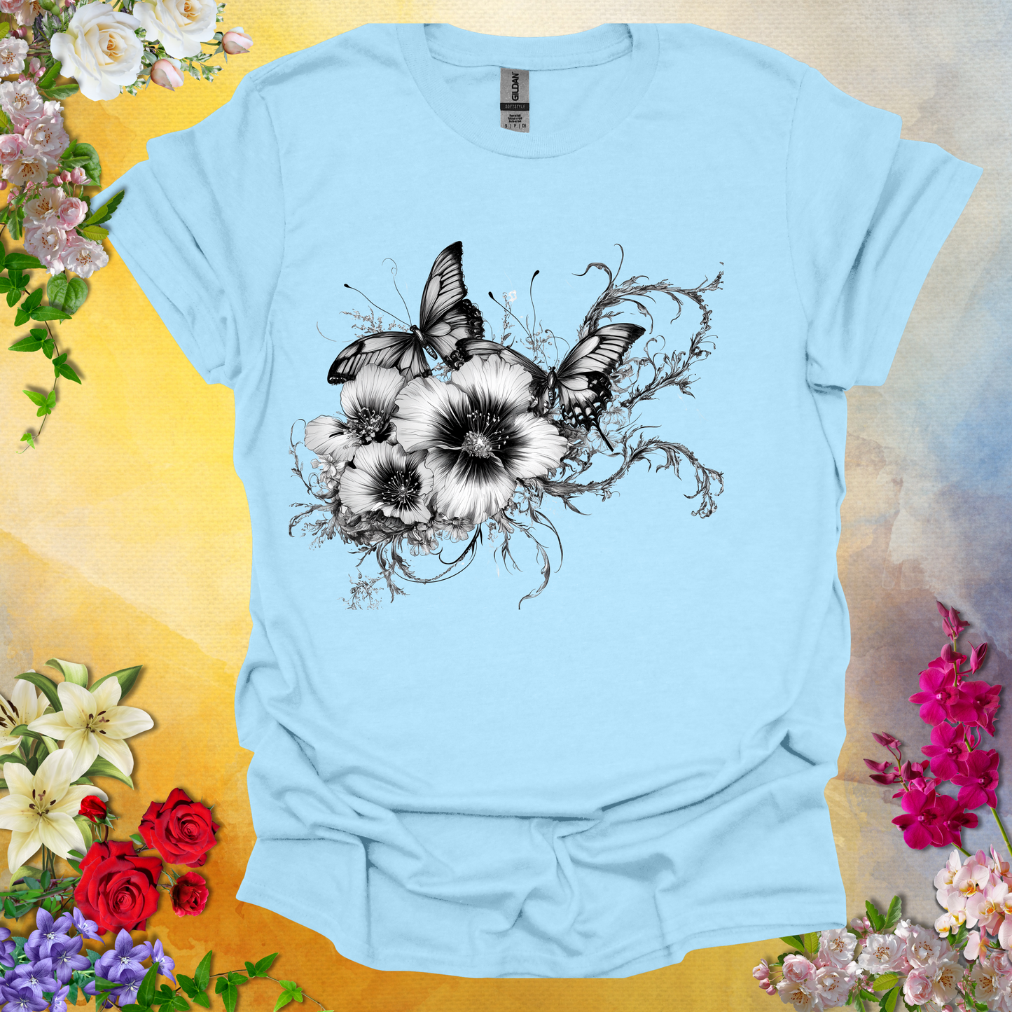 #24 Butterfly Flowers T-Shirt