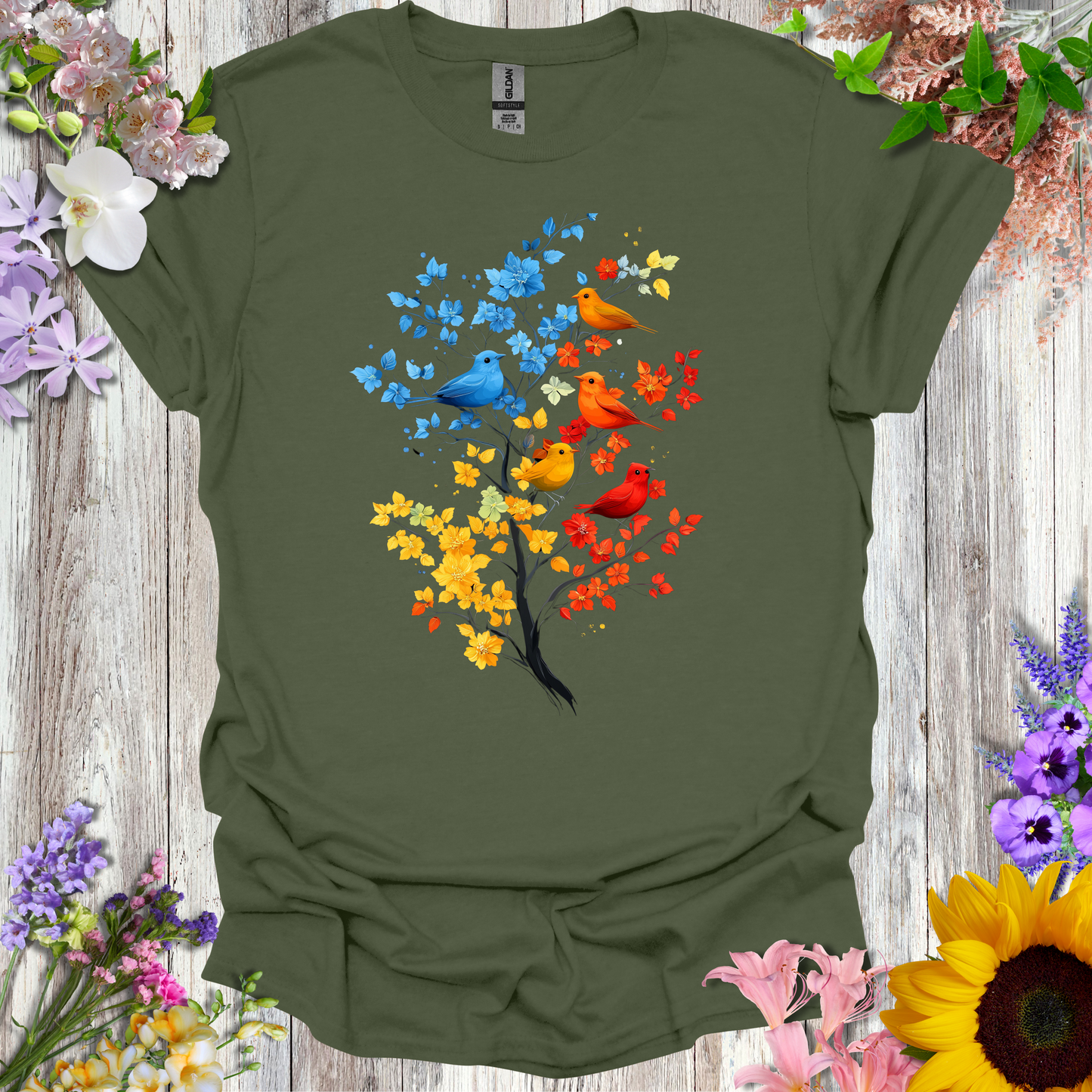 #18 Colorful Birds/Tree T-Shirt