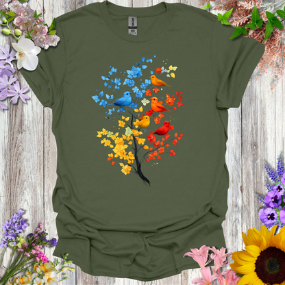 #18 Colorful Birds/Tree T-Shirt