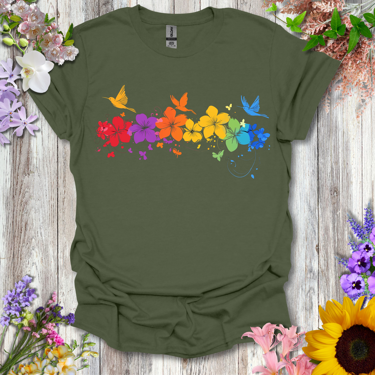 #245 Floral Birds T-Shirt