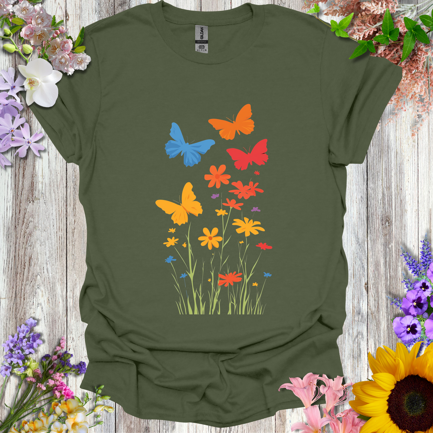 #231 Butterflies & Flowers T-Shirt