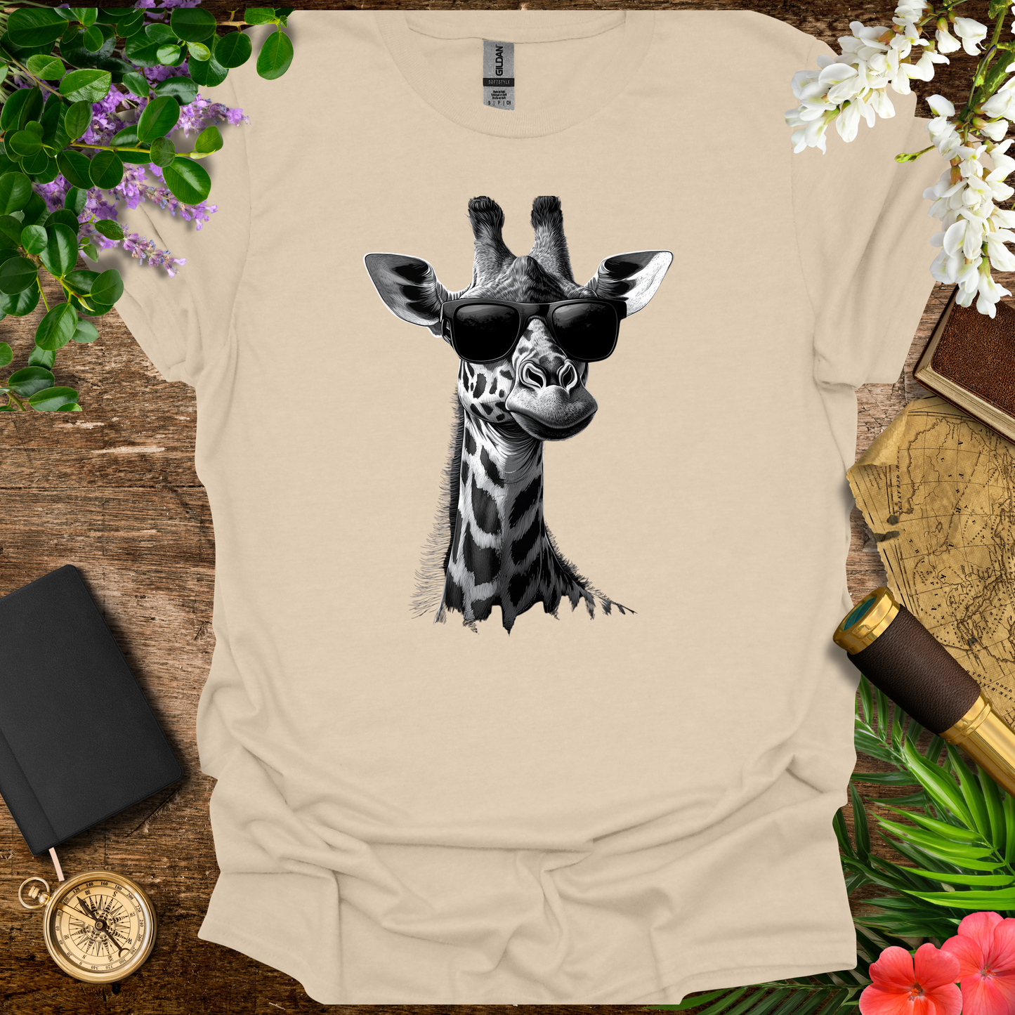 #73 Giraffe & Sunglasses T-Shirt