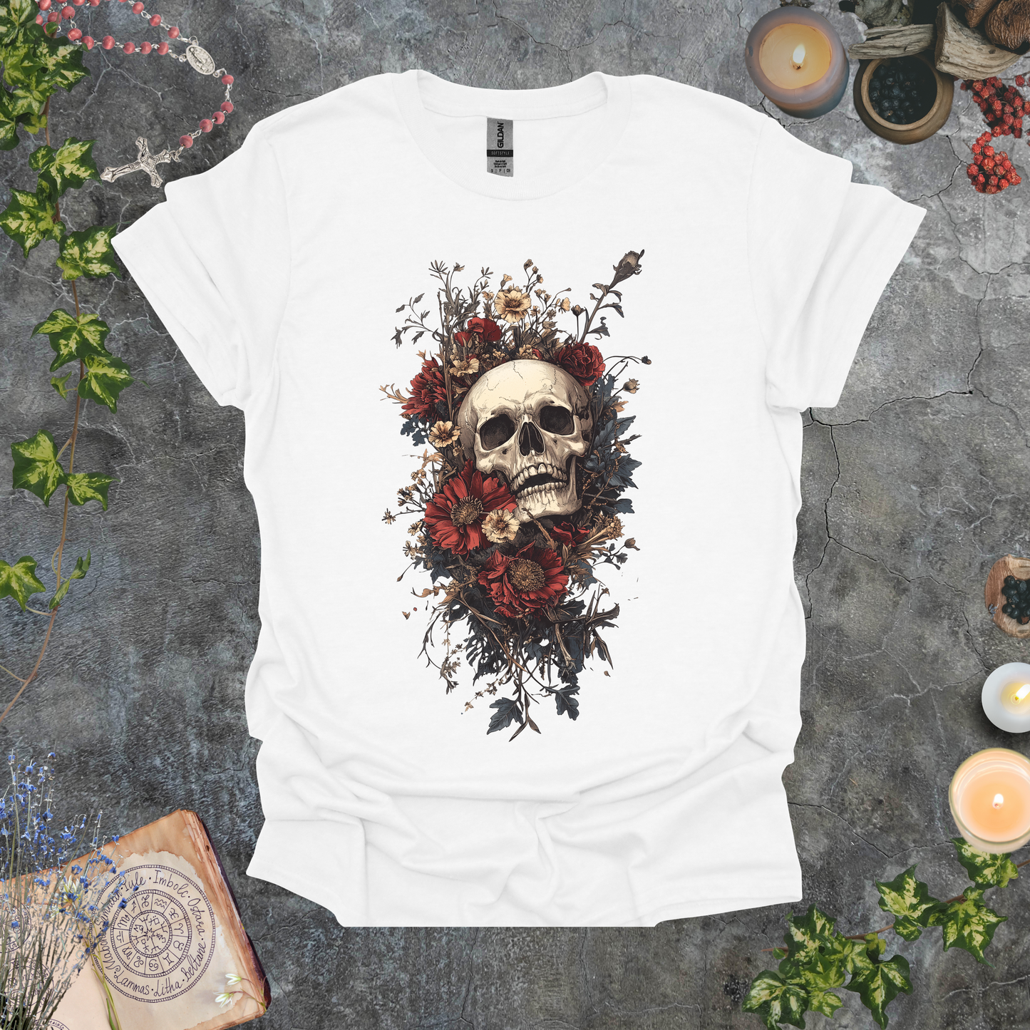 #222 Skull & Flowers T-Shirt