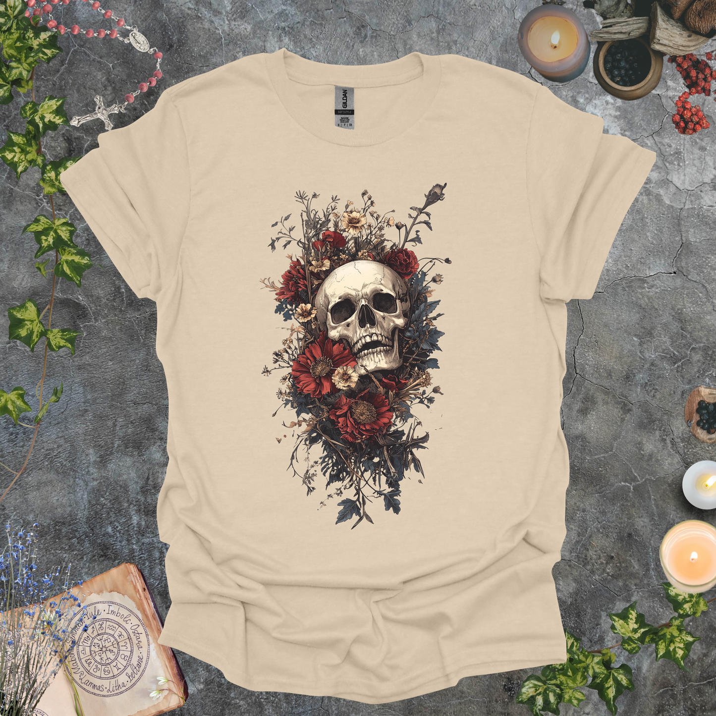 #222 Skull & Flowers T-Shirt