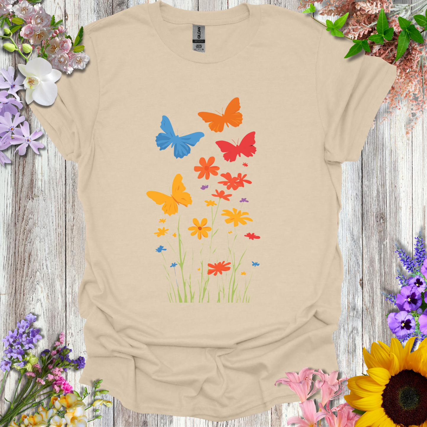 #231 Butterflies & Flowers T-Shirt