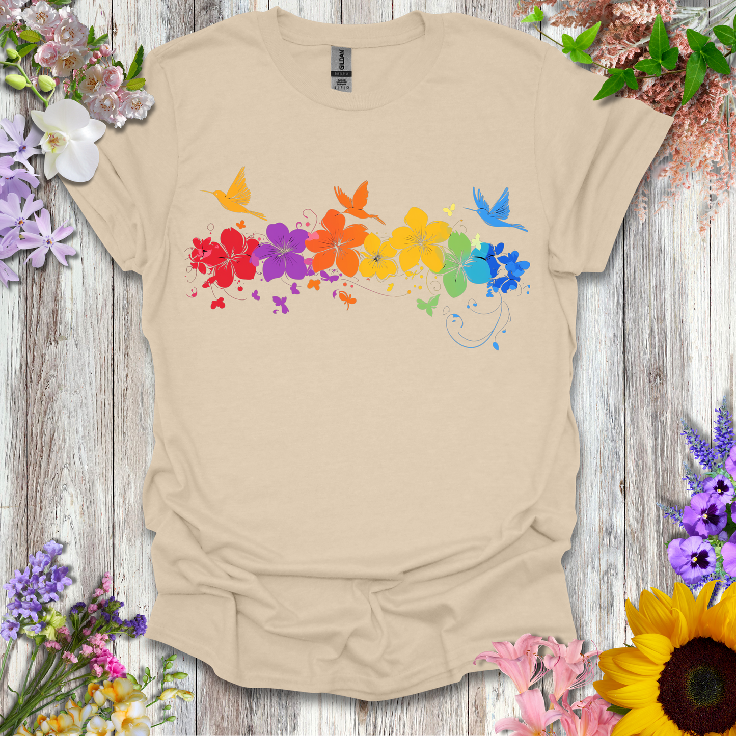 #245 Floral Birds T-Shirt