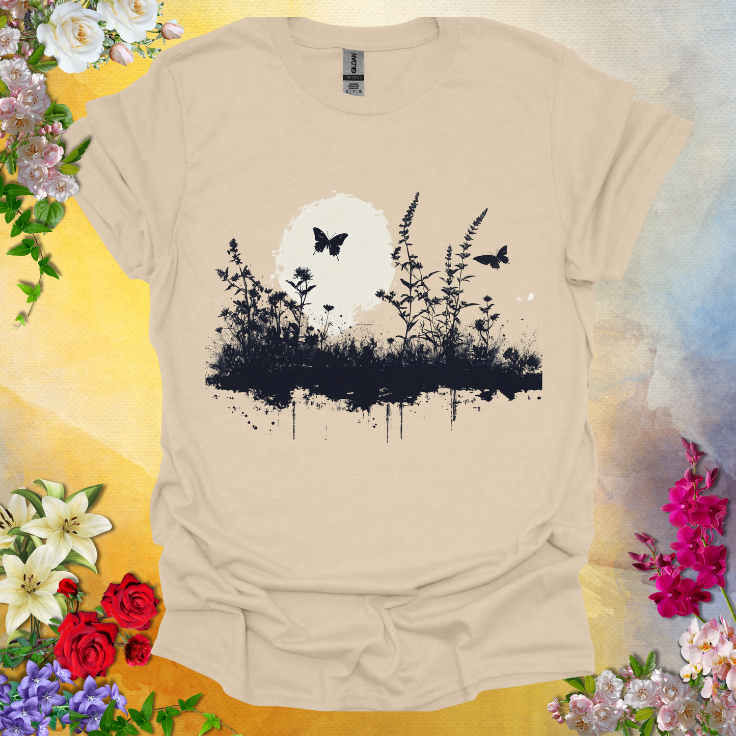 #218 Butterflies Wild Flowers T-Shirt