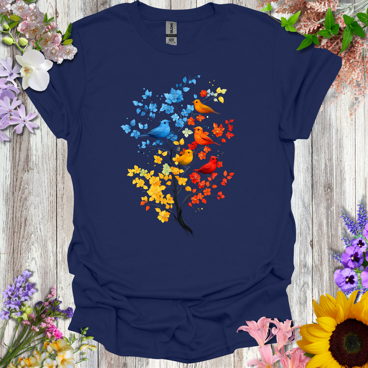 #18 Colorful Birds/Tree T-Shirt