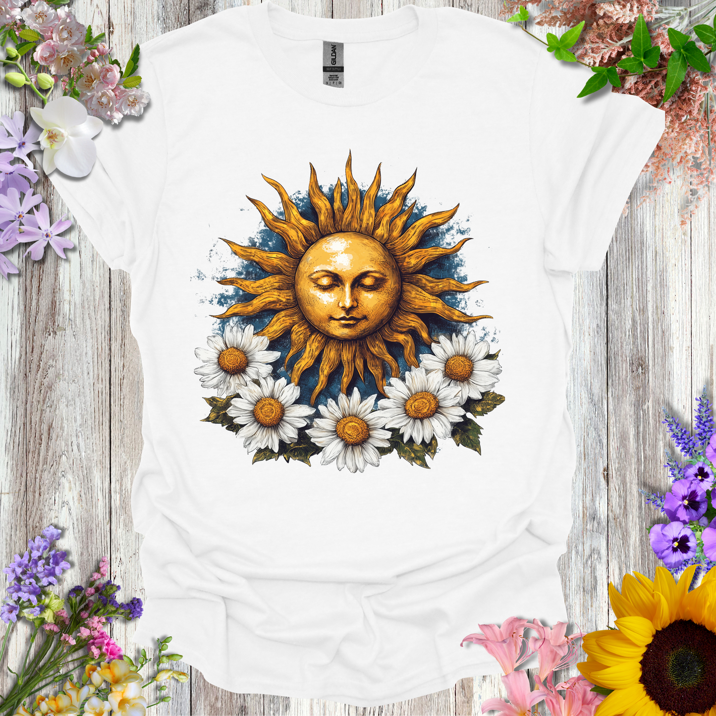 #236 Sunface & Flowers T-Shirt
