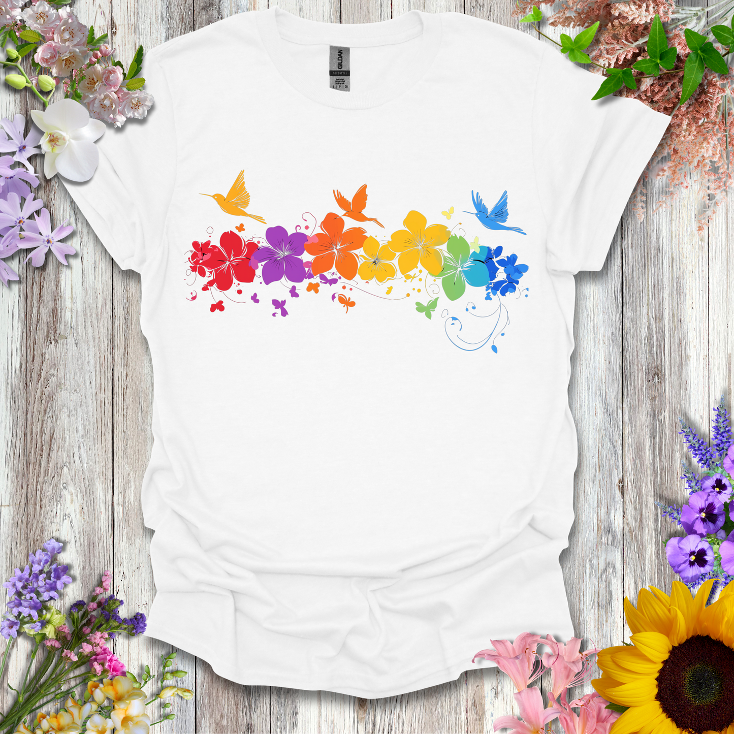 #245 Floral Birds T-Shirt