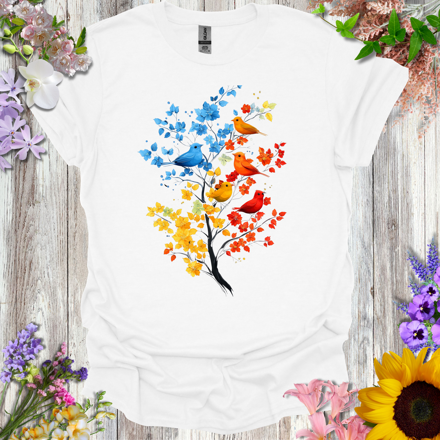 #18 Colorful Birds/Tree T-Shirt